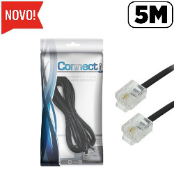 CABO DE TELEFONE LISO C/ RJ11 - 5M - PRETO (BLISTER)