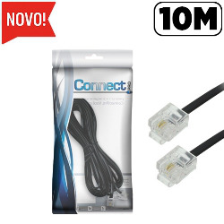 CABO DE TELEFONE LISO C/ RJ11 - 10M - PRETO (BLISTER)