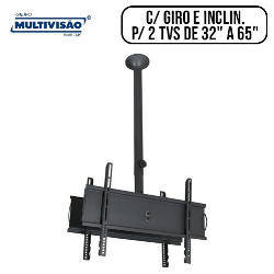 S.SUPORTE P/ TV DE TETO C/ GIRO E INCLIN. P/ 2 TVS DE 32"