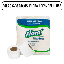 UDL. PAPEL HIGIENICO ROLÃO C/ 8 ROLOS FLORA 100%