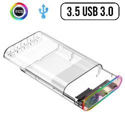 CASE 3.5" USB 3.0 P/ HD TRANSPARENTE RGB REF. FY-01