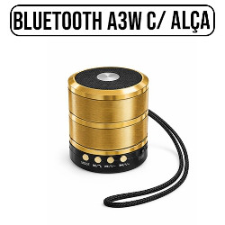 CAIXA DE SOM BLUETOOTH a3W C/ ALÇA REF.WS-887 DOURA