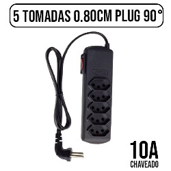 EN. FILTRO DE LINHA 5 TOMADAS 0.80CM PLUG 90° TRIP
