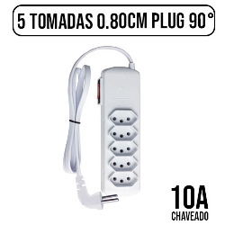 EN. FILTRO DE LINHA 5 TOMADAS 0.80CM PLUG 90° TRIP