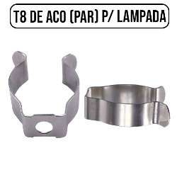 MDC. ABRACADEIRA T8 DE ACO (PAR) P/ LAMPADA TUBULAR