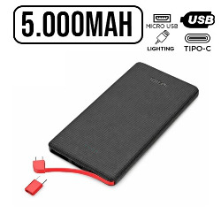 EN. POWER BANK 5.000MAH (SAÍDAS USB,TYPE-C, IPHONE,V8)