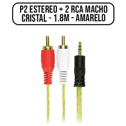 CABO P2 STEREO P/ 2 RCA 1.8M - CRISTAL - 1.8M - AMARELO