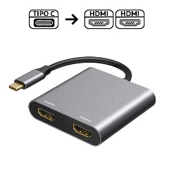 ADAPTADOR TYPE-C P/ HDMI (2 SAÍDAS) REF. FL1298