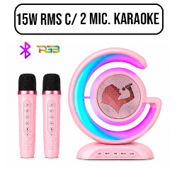 CAIXA DE SOM BLUETOOTH d15W RMS C/ 2 MIC. KARAOKE RE