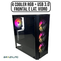 GABINETE GAMER (4 COOLER RGB + USB 3.0) FRONTAL E LAT. V