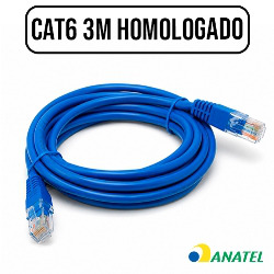 CABO DE REDE PATCH CORD CAT6 a 3M (HOMOLOGADO) MOD.